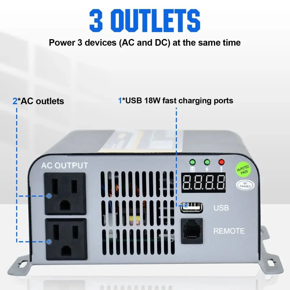 600W Off Grid Pure Sine Wave Inverter 12V to 110V - Image 4