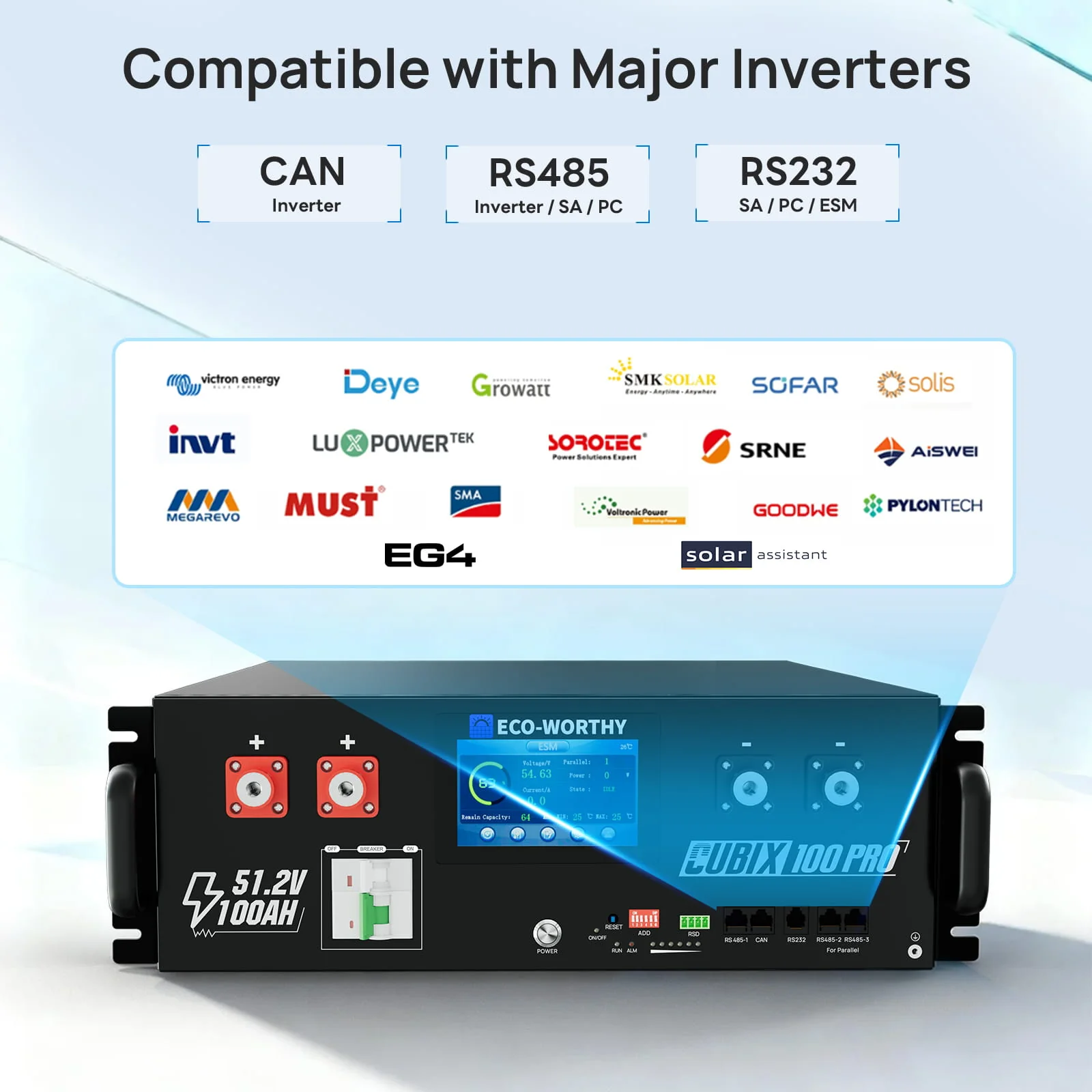 Eco-Worthy Cubix 100 Pro |  51.2V 100Ah Server Rack Battery | -4℉ Charge Available - Image 10