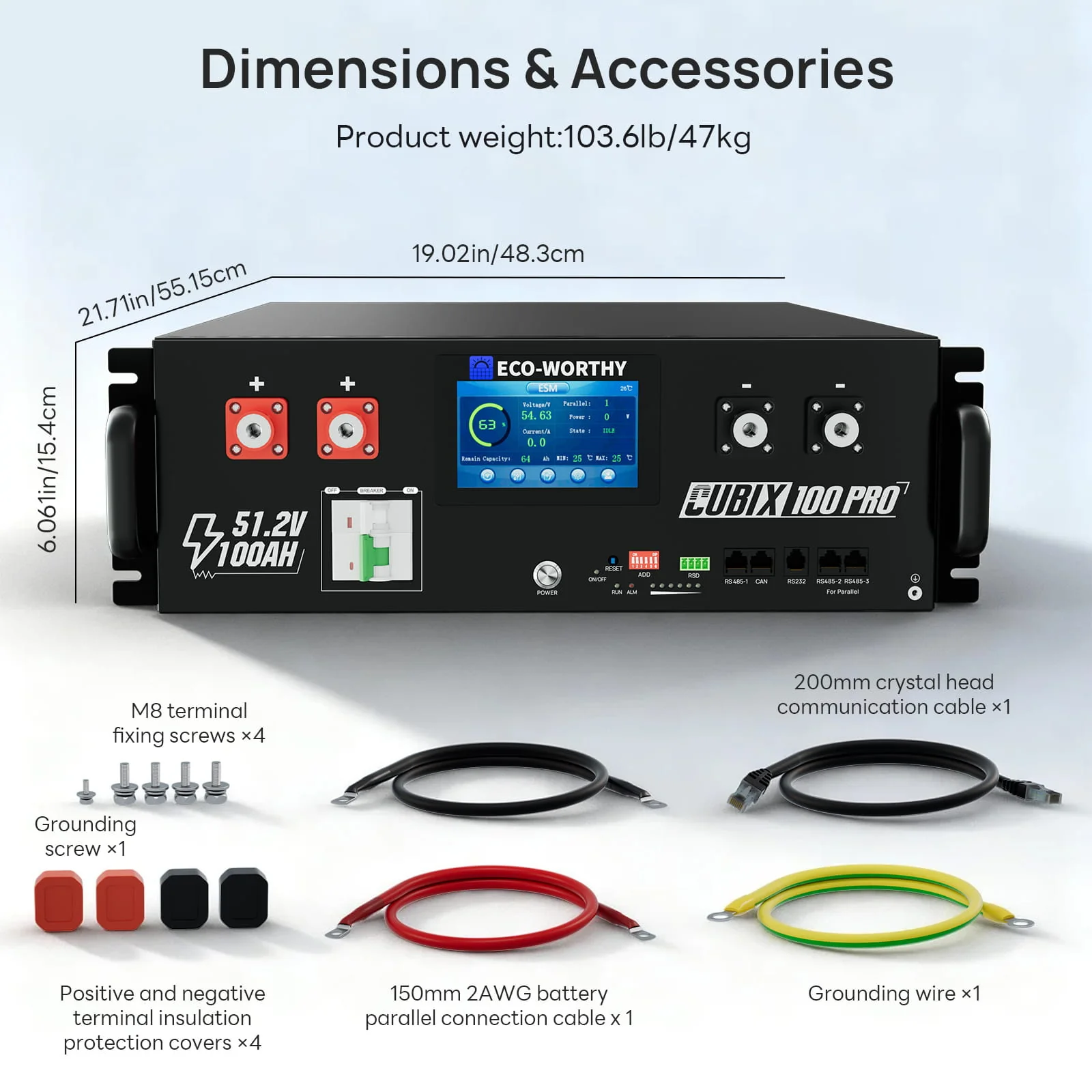 Eco-Worthy Cubix 100 Pro |  51.2V 100Ah Server Rack Battery | -4℉ Charge Available - Image 5