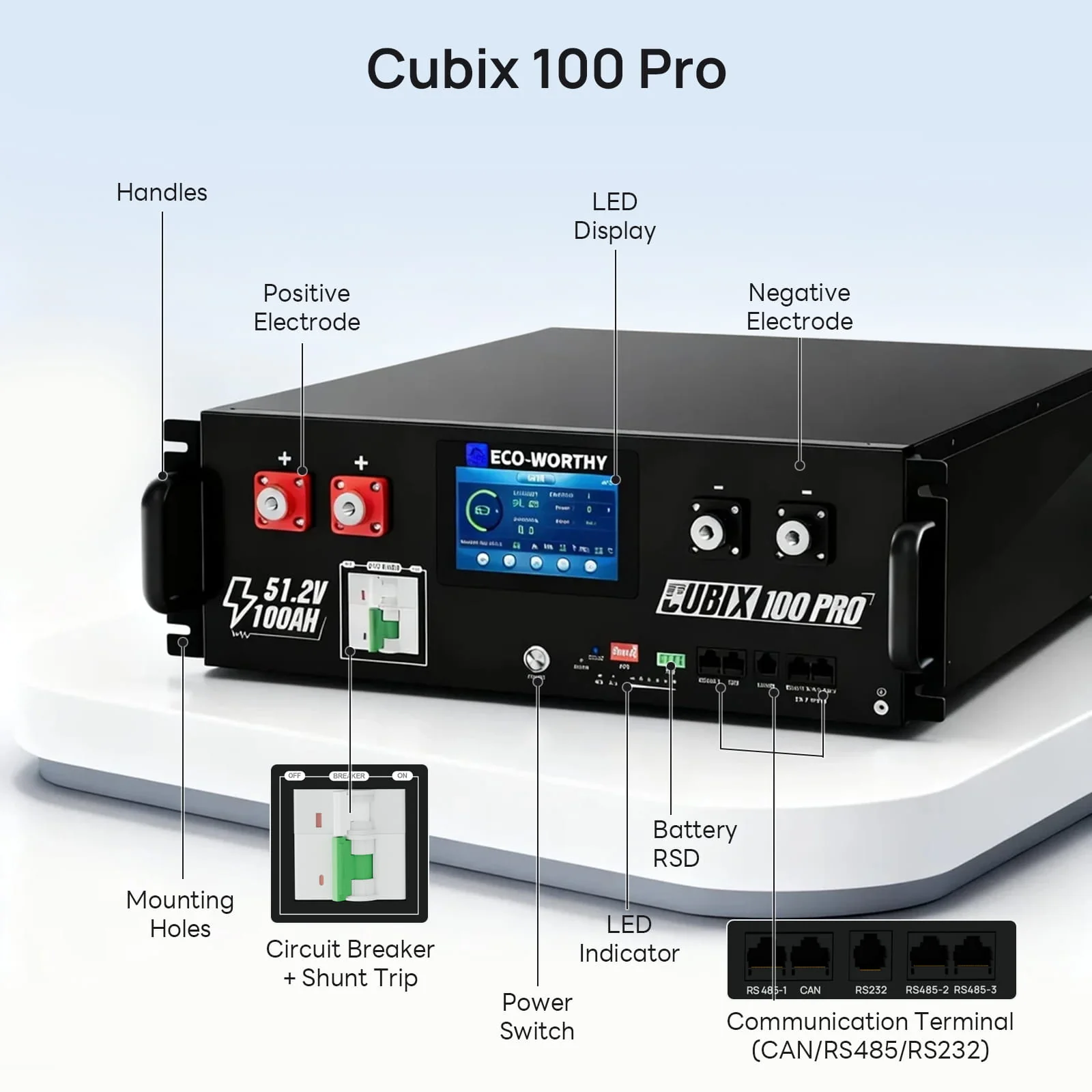Eco-Worthy Cubix 100 Pro |  51.2V 100Ah Server Rack Battery | -4℉ Charge Available - Image 6