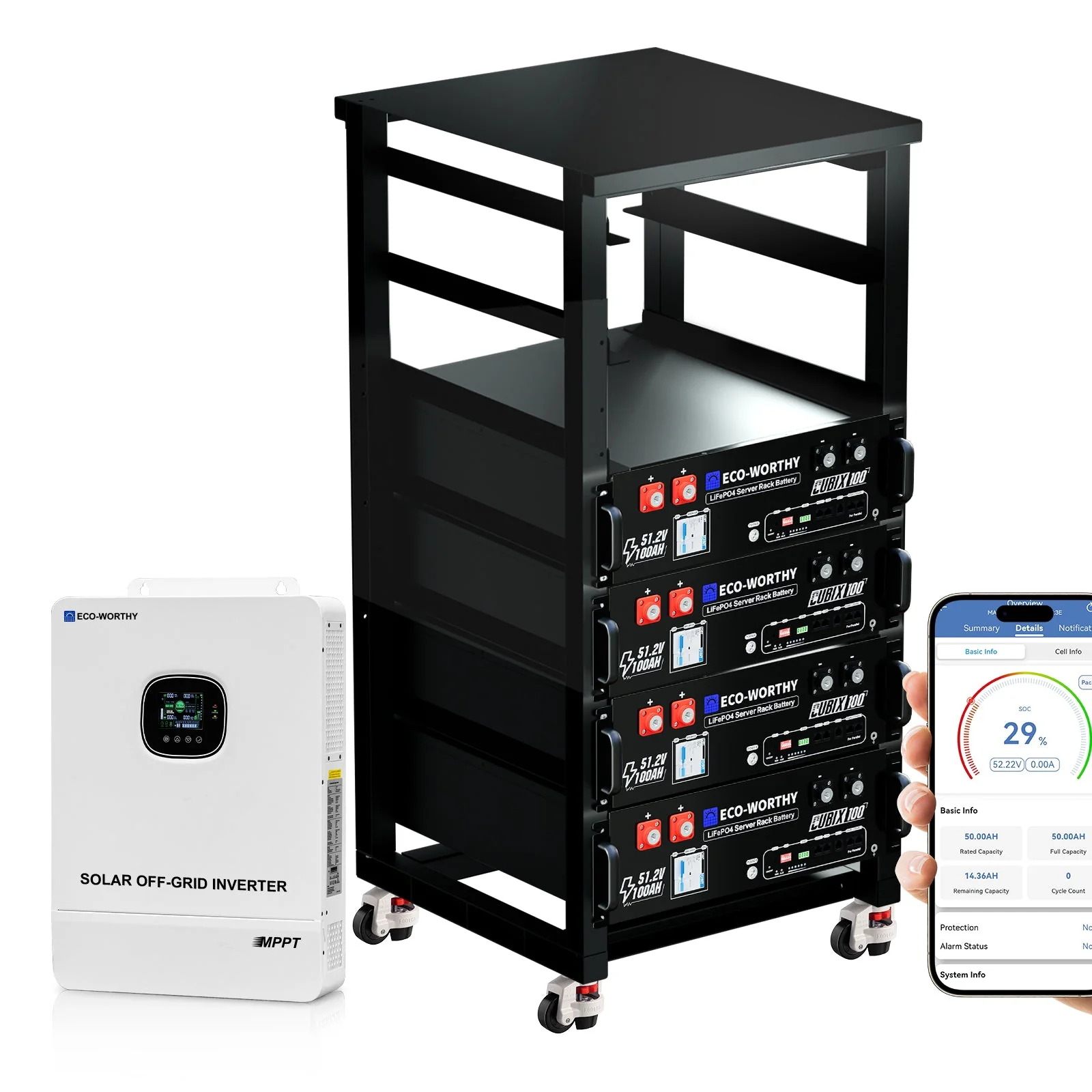 Eco-Worthy 10kW Home Backup Solar Power Bundle | 51.2V 100Ah LiFePO4 Battery and 10000W AIO Inverter