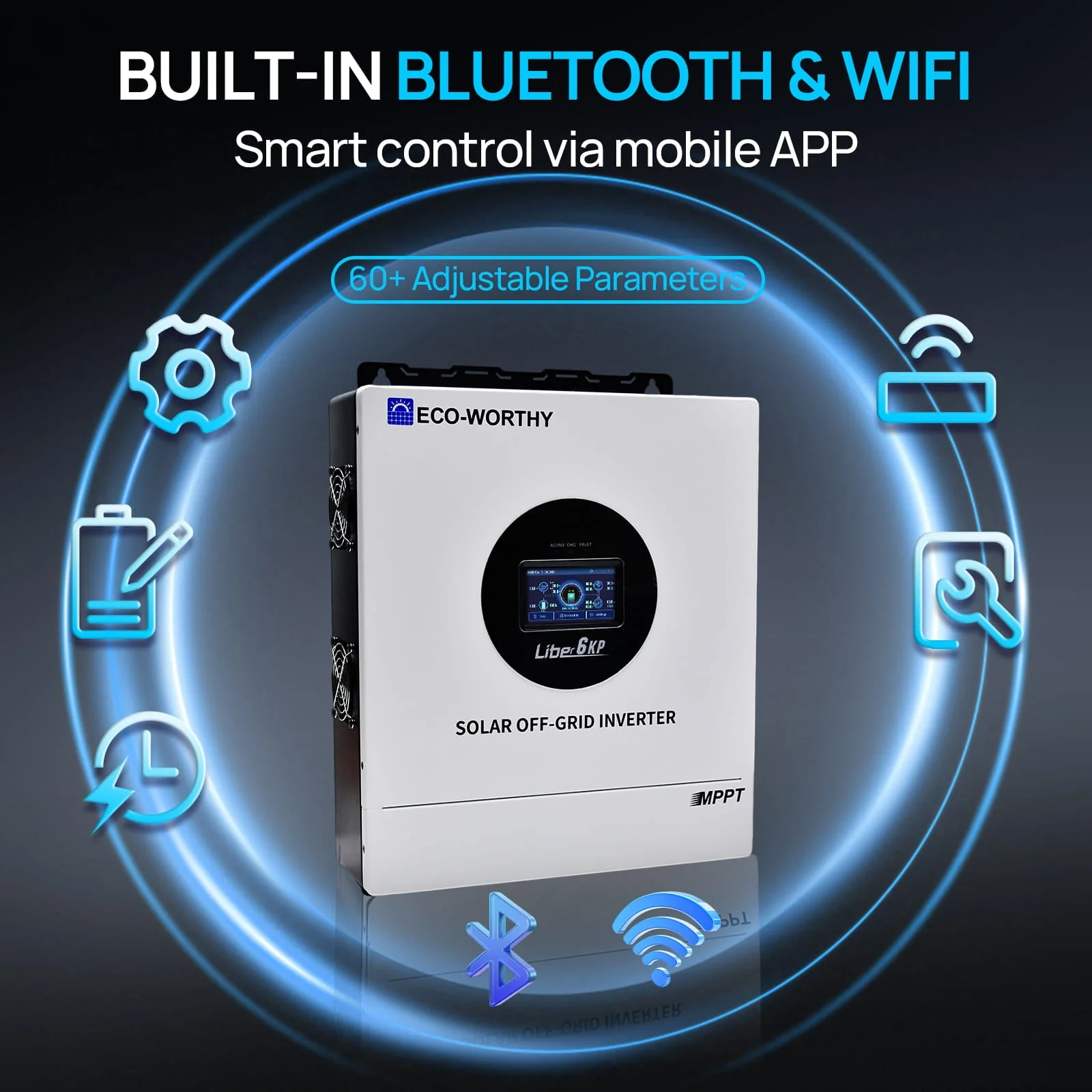 Eco-Worthy 6KW Solar Off-grid Split-phase AIO Inverter | 48Vdc to 120Vac/240Vac | 9kW@500V PV Input - Image 3