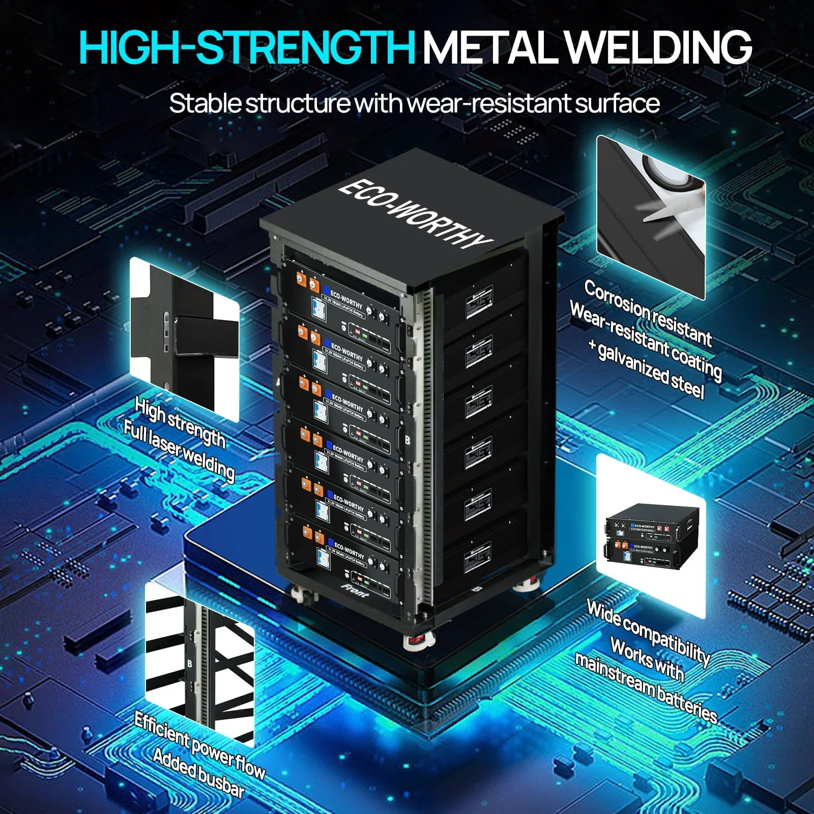 Eco-Worthy RACK6 V2 I 6-Layer Battery Rack With 600A Busbar - Image 4