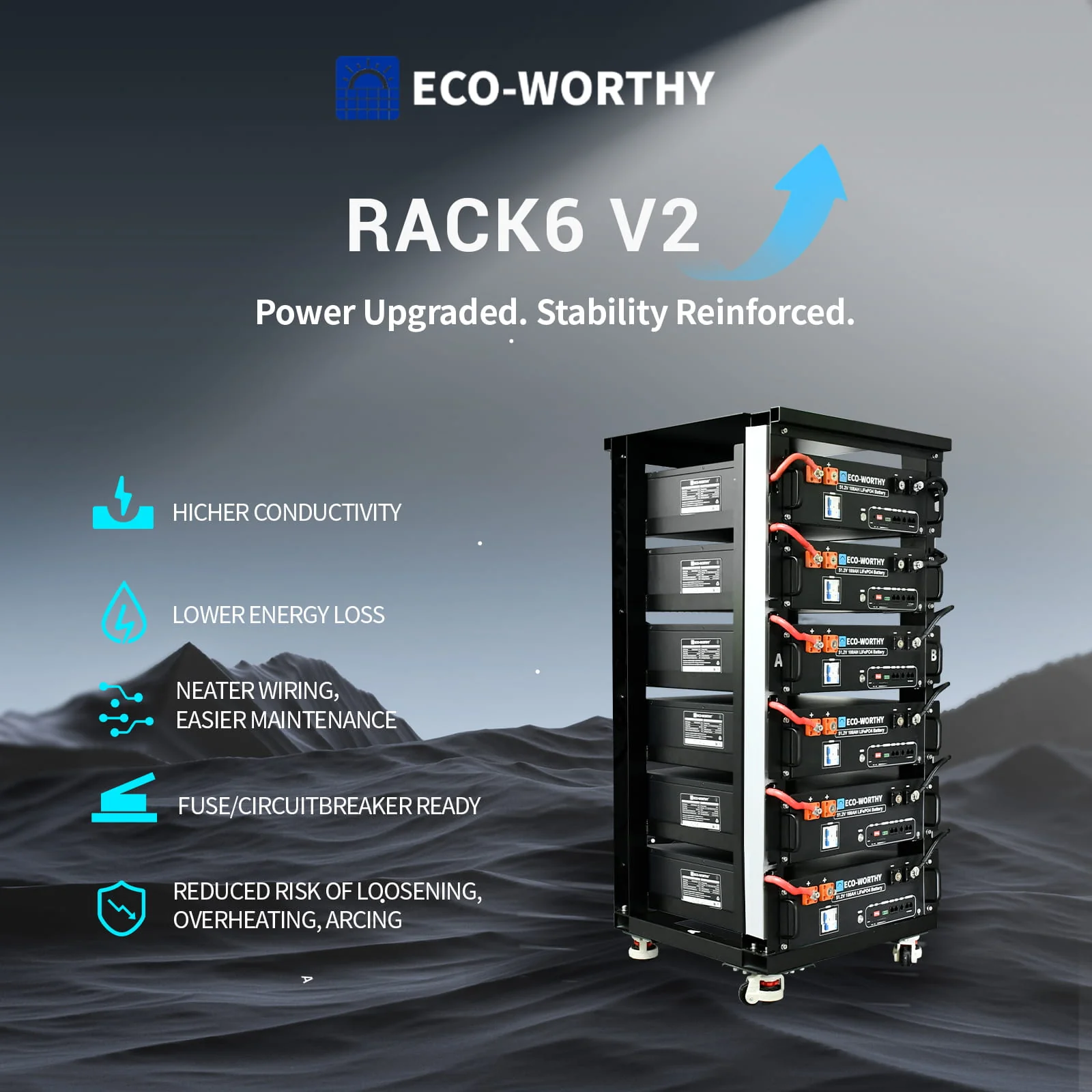 Eco-Worthy RACK6 V2 I 6-Layer Battery Rack With 600A Busbar - Image 9
